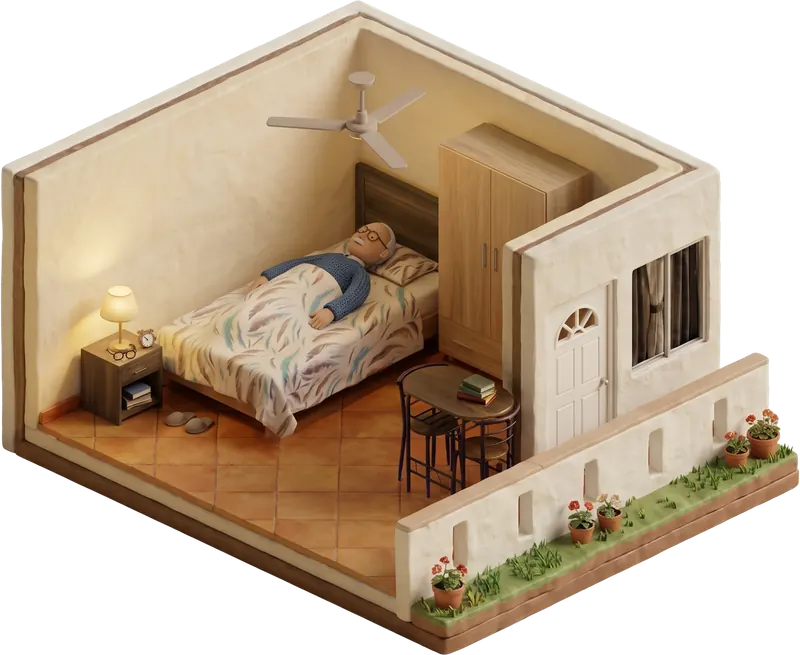 Habitación privada en estancia geriátrica Villas Legado, Aguascalientes